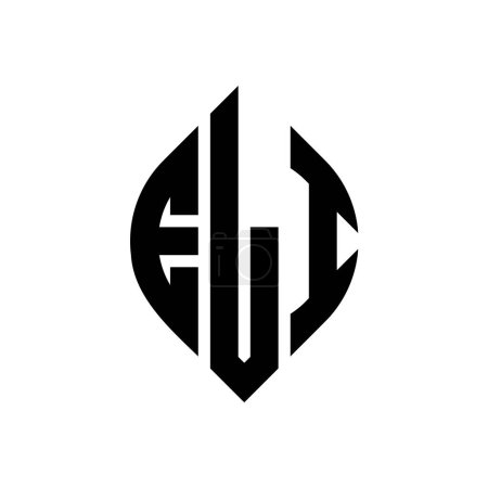 Ilustración de Diseño de logotipo de letra círculo ELI con forma de círculo y elipse. ELI elipse letras con estilo tipográfico. Las tres iniciales forman un logotipo circular. Emblema del círculo ELI Monograma abstracto Carta Marca Vector. - Imagen libre de derechos