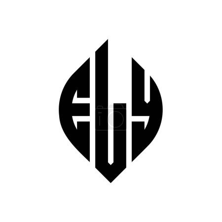 Ilustración de Diseño de logotipo de letra círculo ELY con forma de círculo y elipse. ELY elipse letras con estilo tipográfico. Las tres iniciales forman un logotipo circular. Vector de letra de monograma abstracto de emblema de círculo ELY. - Imagen libre de derechos