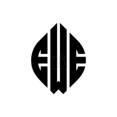 Ilustración de Diseño del logotipo de la letra del círculo EWE con forma de círculo y elipse. EWE elipse letras con estilo tipográfico. Las tres iniciales forman un logotipo circular. EWE Circle Emblema Monograma Abstracto Carta Marca Vector. - Imagen libre de derechos