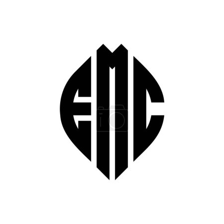Téléchargez les illustrations : EMC cercle lettre logo design avec cercle et ellipse forme. Lettres d'ellipse EMC avec style typographique. Les trois initiales forment un logo circulaire. EMC Circle Emblem Résumé Lettre monogramme Mark Vector. - en licence libre de droit