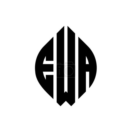 Illustration for EWA circle letter logo design with circle and ellipse shape. EWA ellipse letters with typographic style. The three initials form a circle logo. EWA Circle Emblem Abstract Monogram Letter Mark Vector. - Royalty Free Image