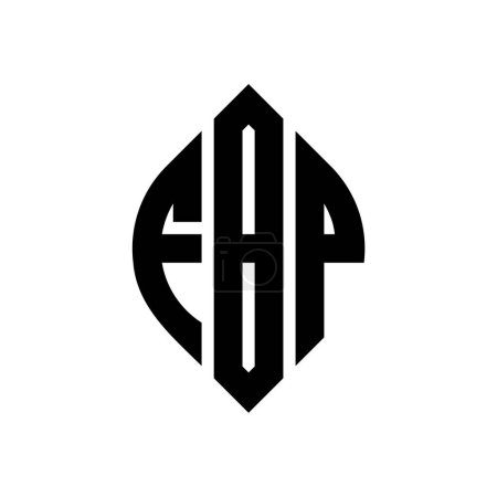 Ilustración de Diseño del logotipo de la letra del círculo FBP con forma de círculo y elipse. Letras elipse FBP con estilo tipográfico. Las tres iniciales forman un logotipo circular. FBP círculo emblema abstracto monograma carta marca vector. - Imagen libre de derechos