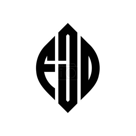 Illustration for FJD circle letter logo design with circle and ellipse shape. FJD ellipse letters with typographic style. The three initials form a circle logo. FJD Circle Emblem Abstract Monogram Letter Mark Vector. - Royalty Free Image