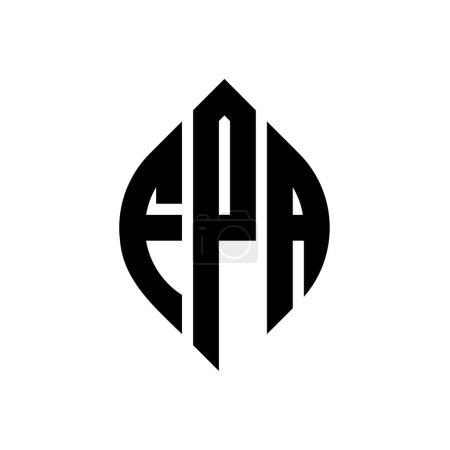 Ilustración de Diseño del logotipo de la letra del círculo FPA con forma de círculo y elipse. Letras elipse FPA con estilo tipográfico. Las tres iniciales forman un logotipo circular. FPA círculo emblema abstracto monograma carta marca vector. - Imagen libre de derechos