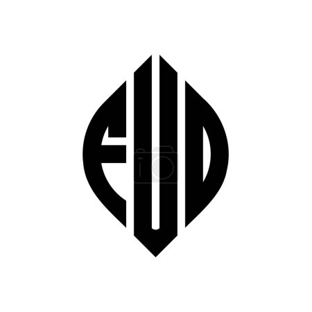 Diseño del logotipo de la letra del círculo FUO con forma de círculo y elipse. Letras elipse FUO con estilo tipográfico. Las tres iniciales forman un logotipo circular. FUO Circle Emblema Monograma Abstracto Carta Marca Vector.