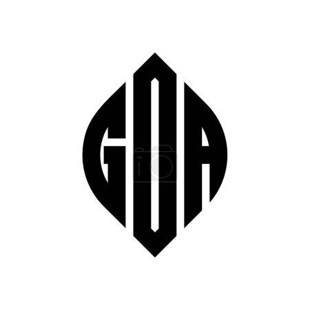 Ilustración de Diseño de logotipo de letra de círculo GDA con forma de círculo y elipse. GDA elipse letras con estilo tipográfico. Las tres iniciales forman un logotipo circular. GDA Circle Emblema Monograma abstracto Carta Marca Vector. - Imagen libre de derechos