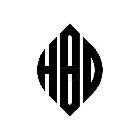 Ilustración de Diseño del logotipo de la letra círculo HBO con forma de círculo y elipse. Letras elipse HBO con estilo tipográfico. Las tres iniciales forman un logotipo circular. HBO círculo emblema abstracto monograma carta marca vector. - Imagen libre de derechos