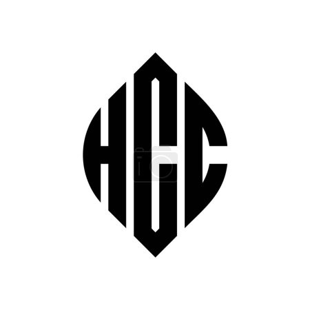 Illustration for HCC circle letter logo design with circle and ellipse shape. HCC ellipse letters with typographic style. The three initials form a circle logo. HCC Circle Emblem Abstract Monogram Letter Mark Vector. - Royalty Free Image