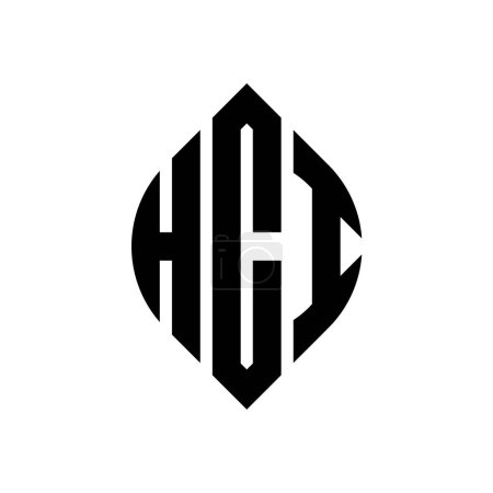 Ilustración de Diseño del logotipo de la letra del círculo HCI con forma de círculo y elipse. HCI elipse letras con estilo tipográfico. Las tres iniciales forman un logotipo circular. HCI Circle Emblema Monograma Abstracto Carta Marca Vector. - Imagen libre de derechos