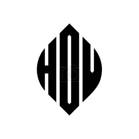 Ilustración de Diseño del logotipo de la letra del círculo HDV con forma de círculo y elipse. HDV elipse letras con estilo tipográfico. Las tres iniciales forman un logotipo circular. Vector abstracto de la marca de la letra del monograma del emblema del círculo HDV. - Imagen libre de derechos