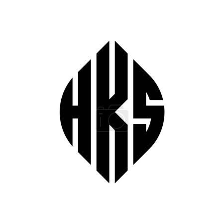 Ilustración de Diseño del logotipo de la letra del círculo HKS con forma de círculo y elipse. HKS elipse letras con estilo tipográfico. Las tres iniciales forman un logotipo circular. HKS Circle Emblema Monograma abstracto Carta Marca Vector. - Imagen libre de derechos