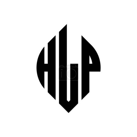 Ilustración de Diseño de logotipo de letra de círculo HLP con forma de círculo y elipse. Letras elipse HLP con estilo tipográfico. Las tres iniciales forman un logotipo circular. HLP círculo emblema abstracto monograma carta marca vector. - Imagen libre de derechos