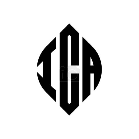 Illustration for ICA circle letter logo design with circle and ellipse shape. ICA ellipse letters with typographic style. The three initials form a circle logo. ICA Circle Emblem Abstract Monogram Letter Mark Vector. - Royalty Free Image