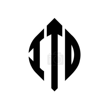 Ilustración de Diseño del logotipo de la letra del círculo ITO con forma de círculo y elipse. ITO elipse letras con estilo tipográfico. Las tres iniciales forman un logotipo circular. Emblema del círculo ITO Monograma abstracto Carta Marca Vector. - Imagen libre de derechos