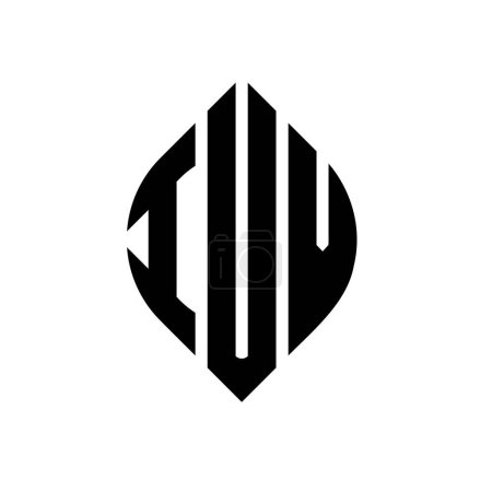 Ilustración de Diseño del logotipo de la letra del círculo IUV con forma de círculo y elipse. Letras elipse IUV con estilo tipográfico. Las tres iniciales forman un logotipo circular. IUV Circle Emblema Monograma Abstracto Carta Marca Vector. - Imagen libre de derechos