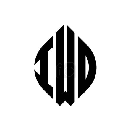 Ilustración de IWO círculo letra logotipo diseño con forma de círculo y elipse. IWO elipse letras con estilo tipográfico. Las tres iniciales forman un logotipo circular. IWO círculo emblema abstracto monograma carta marca vector. - Imagen libre de derechos