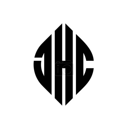 JHC cercle lettre logo design avec cercle et ellipse forme. JHC ellipse lettres avec le style typographique. Les trois initiales forment un logo circulaire. JHC Circle Emblème Résumé Lettre monogramme Mark Vector.