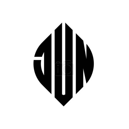 Diseño del logotipo de la letra del círculo JUN con forma de círculo y elipse. JUN elipse letras con estilo tipográfico. Las tres iniciales forman un logotipo circular. JUN Circle Emblema Monograma Abstracto Carta Marca Vector.