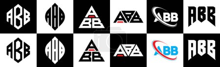 Téléchargez les illustrations : ABB letter logo design in six style. ABB polygon, circle, triangle, hexagon, flat and simple style with black and white color variation letter logo set in one artboard. ABB minimalist and classic logo - en licence libre de droit