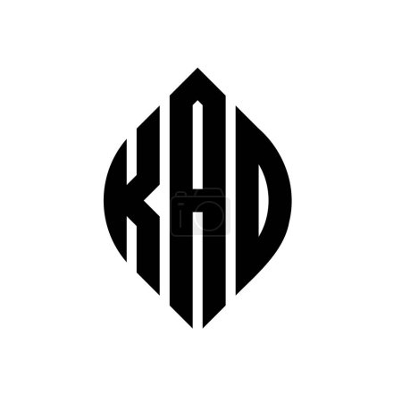 Ilustración de Diseño del logotipo de la letra del círculo KAD con forma de círculo y elipse. KAD elipse letras con estilo tipográfico. Las tres iniciales forman un logotipo circular. KAD Circle Emblema Monograma abstracto Carta Marca Vector. - Imagen libre de derechos