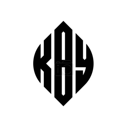 Ilustración de Diseño del logotipo de la letra del círculo KBY con forma de círculo y elipse. KBY elipse letras con estilo tipográfico. Las tres iniciales forman un logotipo circular. KBY círculo emblema abstracto monograma carta marca vector. - Imagen libre de derechos