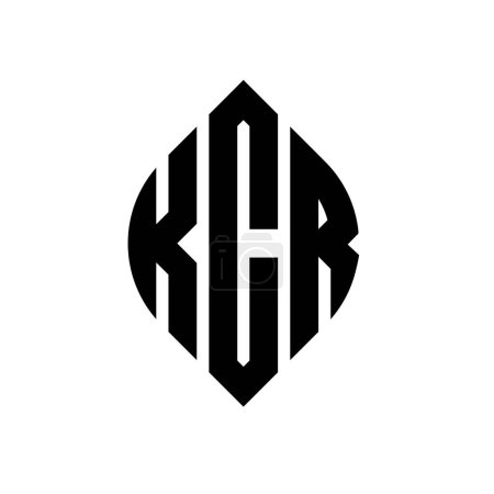 Illustration for KCR circle letter logo design with circle and ellipse shape. KCR ellipse letters with typographic style. The three initials form a circle logo. KCR Circle Emblem Abstract Monogram Letter Mark Vector. - Royalty Free Image