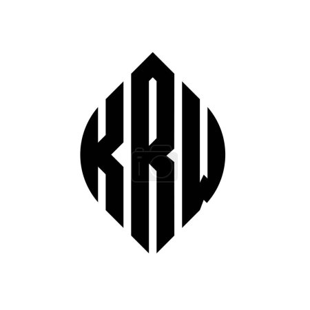 Illustration for KRW circle letter logo design with circle and ellipse shape. KRW ellipse letters with typographic style. The three initials form a circle logo. KRW Circle Emblem Abstract Monogram Letter Mark Vector. - Royalty Free Image