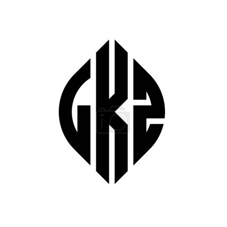 Ilustración de Diseño del logotipo de la letra del círculo LKZ con forma de círculo y elipse. Letras elipse LKZ con estilo tipográfico. Las tres iniciales forman un logotipo circular. LKZ Circle Emblema Abstracto Monograma Carta Marca Vector. - Imagen libre de derechos