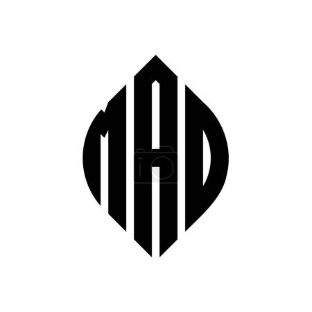 Ilustración de Diseño del logotipo de la letra del círculo MAO con forma de círculo y elipse. MAO elipse letras con estilo tipográfico. Las tres iniciales forman un logotipo circular. MAO Circle Emblema Monograma Abstracto Carta Marca Vector. - Imagen libre de derechos