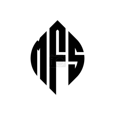 Ilustración de Diseño del logotipo de la letra del círculo MFS con forma de círculo y elipse. MFS elipse letras con estilo tipográfico. Las tres iniciales forman un logotipo circular. MFS círculo emblema abstracto monograma carta marca vector. - Imagen libre de derechos