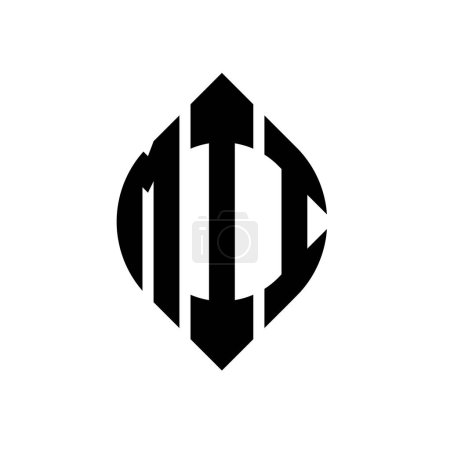 Ilustración de Diseño del logotipo de la letra circular MII con forma de círculo y elipse. Letras elipse MII con estilo tipográfico. Las tres iniciales forman un logotipo circular. MII Emblema del círculo Monograma abstracto Carta Marca Vector. - Imagen libre de derechos
