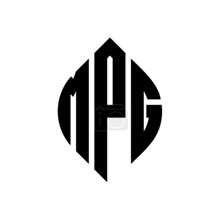 Ilustración de Diseño del logotipo de la letra del círculo MPG con forma de círculo y elipse. MPG elipse letras con estilo tipográfico. Las tres iniciales forman un logotipo circular. MPG círculo emblema abstracto monograma carta marca vector. - Imagen libre de derechos