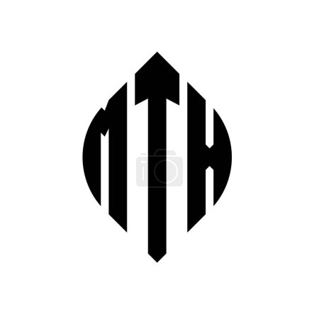 Ilustración de Diseño del logotipo de letra de círculo MTX con forma de círculo y elipse. Letras elipse MTX con estilo tipográfico. Las tres iniciales forman un logotipo circular. MTX círculo emblema abstracto monograma carta marca vector. - Imagen libre de derechos