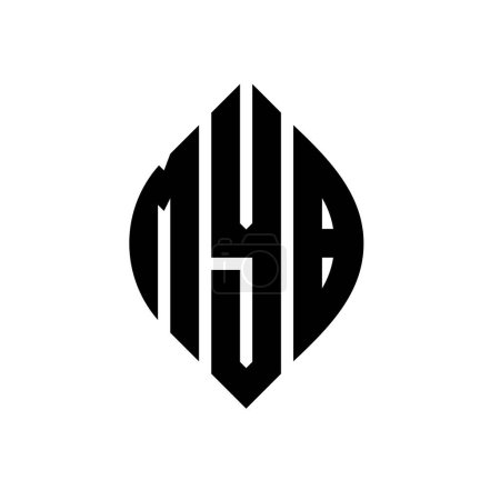 Ilustración de Diseño del logotipo de la letra del círculo MYB con forma de círculo y elipse. MYB elipse letras con estilo tipográfico. Las tres iniciales forman un logotipo circular. MYB círculo emblema abstracto monograma carta marca vector. - Imagen libre de derechos