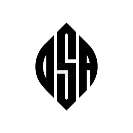 Ilustración de Diseño de logotipo de letra de círculo OSA con forma de círculo y elipse. OSA elipse letras con estilo tipográfico. Las tres iniciales forman un logotipo circular. OSA Circle Emblema Monograma abstracto Carta Marca Vector. - Imagen libre de derechos