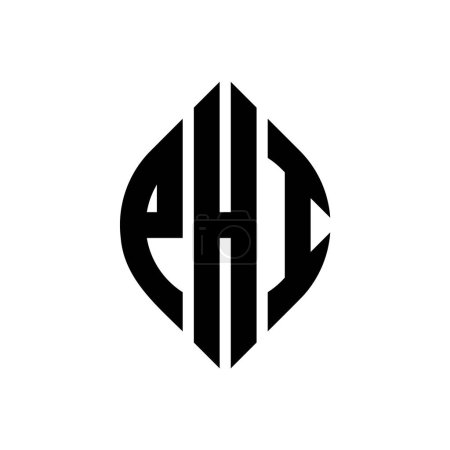 Ilustración de Diseño de logotipo de letra de círculo PHI con forma de círculo y elipse. PHI elipse letras con estilo tipográfico. Las tres iniciales forman un logotipo circular. Emblema del círculo PHI Monograma abstracto Carta Marca Vector. - Imagen libre de derechos