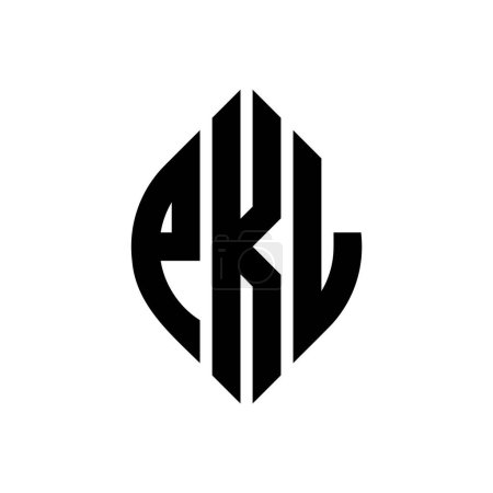 Ilustración de Diseño del logotipo de la letra del círculo PKL con forma de círculo y elipse. PKL elipse letras con estilo tipográfico. Las tres iniciales forman un logotipo circular. PKL círculo emblema abstracto monograma carta marca vector.PKL círculo letra logotipo diseño con círculo y ellip - Imagen libre de derechos