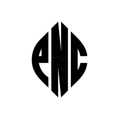 Ilustración de Diseño del logotipo de la letra del círculo PNC con forma de círculo y elipse. Letras elipse PNC con estilo tipográfico. Las tres iniciales forman un logotipo circular. PNC círculo emblema abstracto monograma carta marca vector. - Imagen libre de derechos