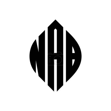 Illustration for NAB circle letter logo design with circle and ellipse shape. NAB ellipse letters with typographic style. The three initials form a circle logo. NAB Circle Emblem Abstract Monogram Letter Mark Vector. - Royalty Free Image