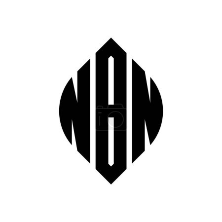 Ilustración de Diseño del logotipo de la letra del círculo NBN con forma de círculo y elipse. NBN elipse letras con estilo tipográfico. Las tres iniciales forman un logotipo circular. NBN círculo emblema abstracto monograma carta marca vector. - Imagen libre de derechos