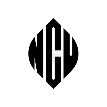 Ilustración de Diseño del logotipo de la letra del círculo NCV con forma de círculo y elipse. Letras elipse NCV con estilo tipográfico. Las tres iniciales forman un logotipo circular. NCV Circle Emblema Monograma Abstracto Carta Marca Vector. - Imagen libre de derechos