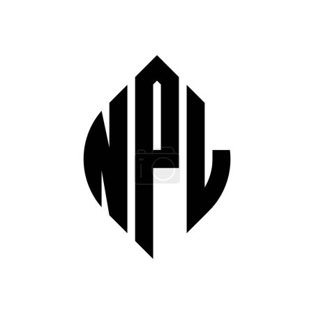 Illustration for NPL circle letter logo design with circle and ellipse shape. NPL ellipse letters with typographic style. The three initials form a circle logo. NPL Circle Emblem Abstract Monogram Letter Mark Vector. - Royalty Free Image