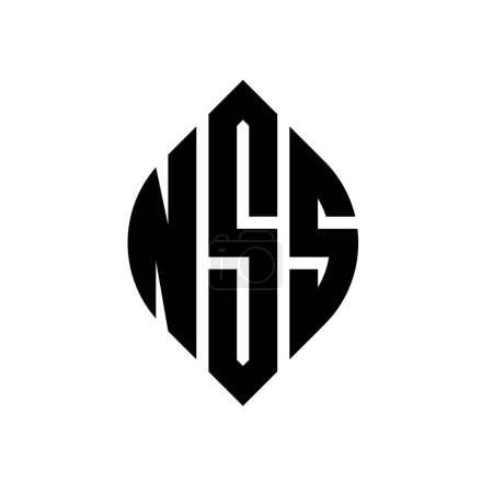 Ilustración de Diseño del logotipo de la letra del círculo NSS con forma de círculo y elipse. NSS elipse letras con estilo tipográfico. Las tres iniciales forman un logotipo circular. NSS círculo emblema abstracto monograma carta marca vector. - Imagen libre de derechos