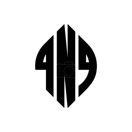 Ilustración de Diseño del logotipo de la letra del círculo QNQ con forma de círculo y elipse. Letras de elipse QNQ con estilo tipográfico. Las tres iniciales forman un logotipo circular. QNQ círculo emblema abstracto monograma carta marca vector. - Imagen libre de derechos