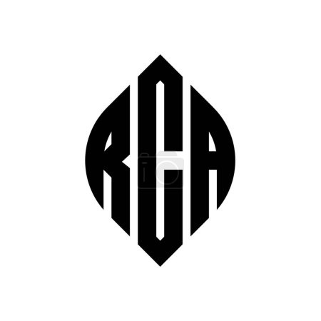 Ilustración de Diseño del logotipo de la letra del círculo RCA con forma de círculo y elipse. Letras elipse RCA con estilo tipográfico. Las tres iniciales forman un logotipo circular. RCA Circle Emblema Monograma Abstracto Carta Marca Vector. - Imagen libre de derechos