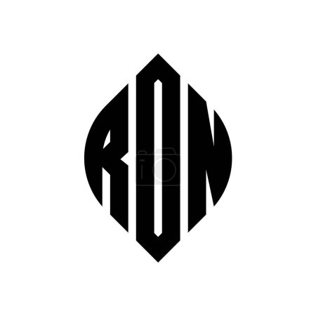 Ilustración de RON círculo letra logo diseño con forma de círculo y elipse. RON elipse letras con estilo tipográfico. Las tres iniciales forman un logotipo circular. RON Circle Emblema Monograma Abstracto Carta Marca Vector. - Imagen libre de derechos