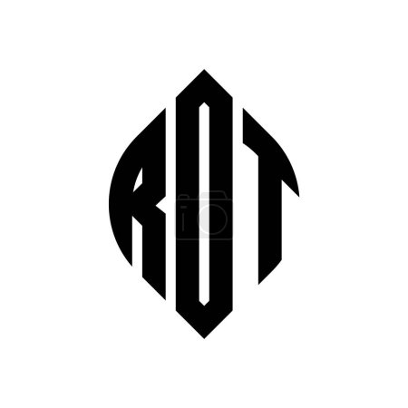 Ilustración de Diseño del logotipo de la letra del círculo ROT con forma de círculo y elipse. ROT elipse letras con estilo tipográfico. Las tres iniciales forman un logotipo circular. Vector abstracto de la marca de la letra del monograma del emblema del círculo ROT. - Imagen libre de derechos