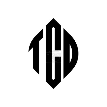 Ilustración de Diseño del logotipo de la letra del círculo TCD con forma de círculo y elipse. Letras elipse TCD con estilo tipográfico. Las tres iniciales forman un logotipo circular. TCD Circle Emblema Monograma Abstracto Carta Marca Vector. - Imagen libre de derechos