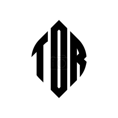 Ilustración de Diseño del logotipo de la letra del círculo TDR con forma de círculo y elipse. TDR elipse letras con estilo tipográfico. Las tres iniciales forman un logotipo circular. TDR círculo emblema abstracto monograma carta marca vector. - Imagen libre de derechos