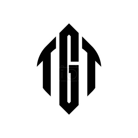 Ilustración de Diseño de logotipo de letra de círculo TGT con forma de círculo y elipse. Letras elipse TGT con estilo tipográfico. Las tres iniciales forman un logotipo circular. TGT círculo emblema abstracto monograma carta marca vector. - Imagen libre de derechos